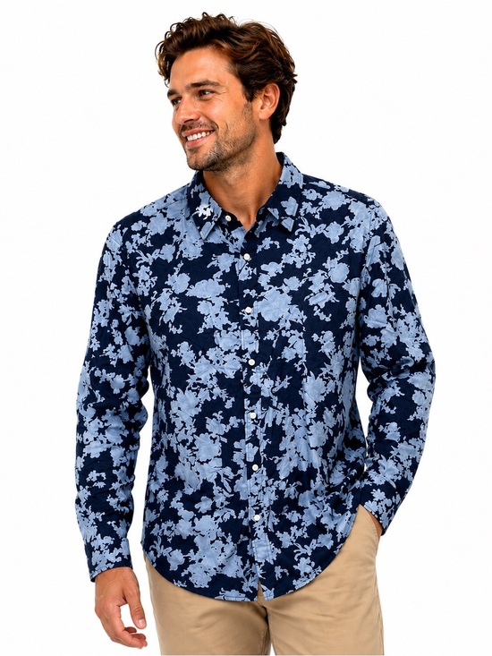 Michael Kors Other - NWT Michael Kors Navy and Light Blue Floral Button-Up Shirt